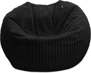 Kids Cord Bean Bag Chair - Soft Mini Slouch Seat, Black, Washable, 60x80cm