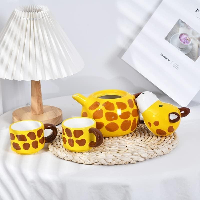 Giraffe Teapot and 2 Cup Set Hand Painted Porcelain Tea Pot 500ml