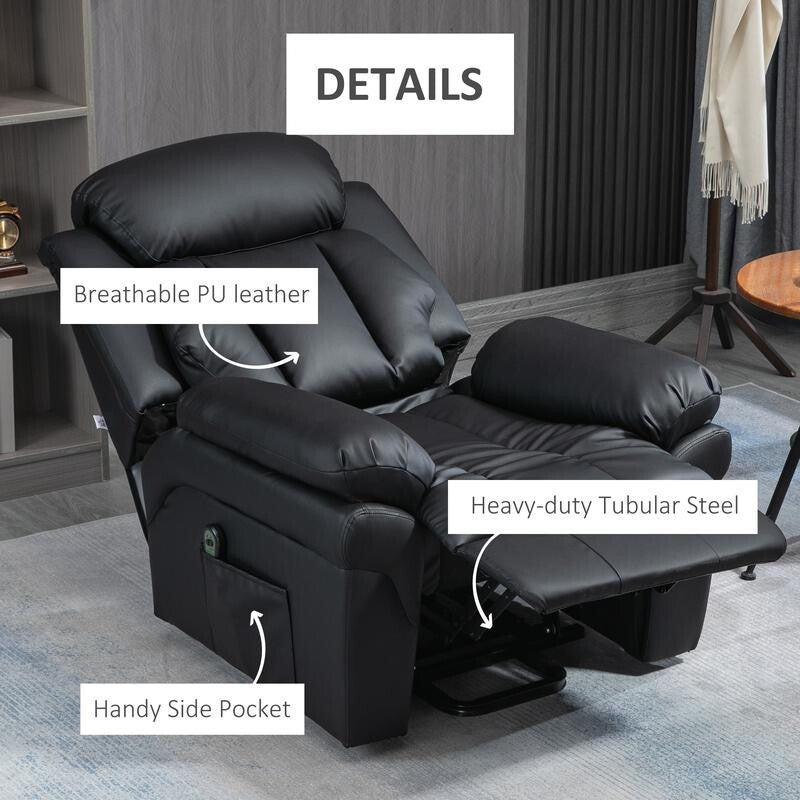 Electric Recliner Lift Chair – PU Leather Power Armchair w/ Remote & Storage