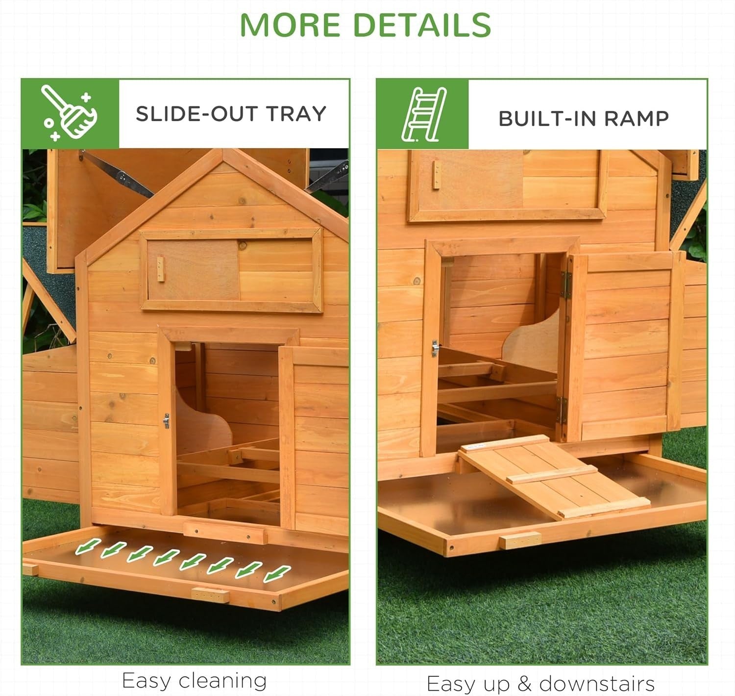 Large Wooden Chicken Coop & Run 150x100x96cm 8 Birds