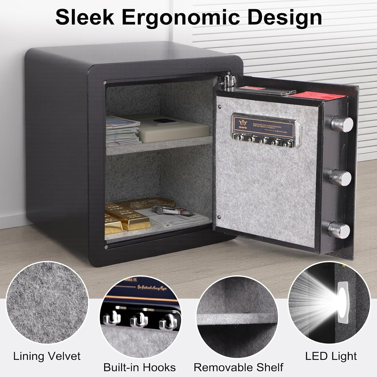 50L Biometric Fingerprint Safe Box Fireproof Digital Security Safe