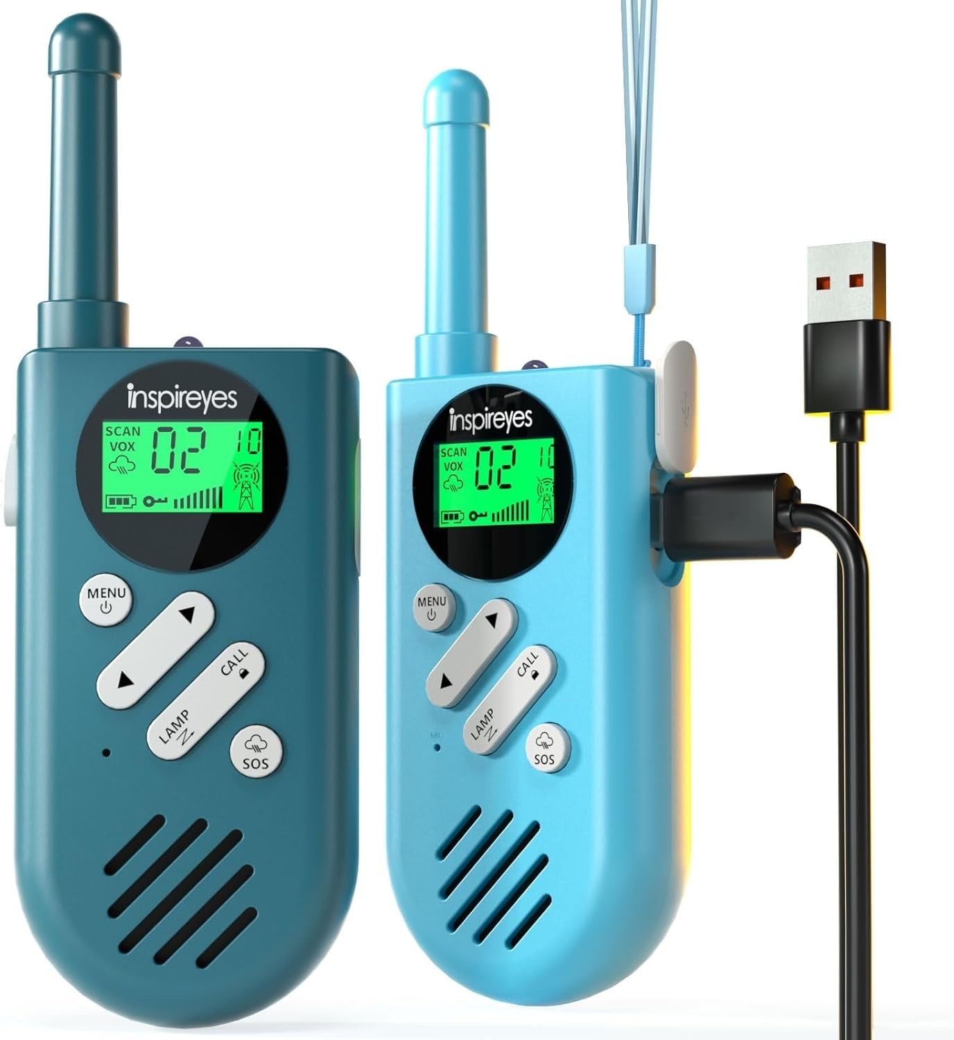 Kids Long Range Walkie Talkies 2 Pack Rechargeable 2 Way Radio VOX