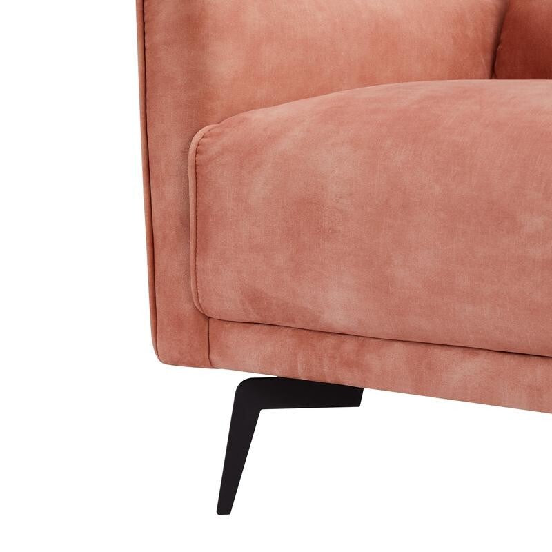 Blush Pink Velvet 3 Seater Sofa Tufted Cushions Metal Legs Modern Chic