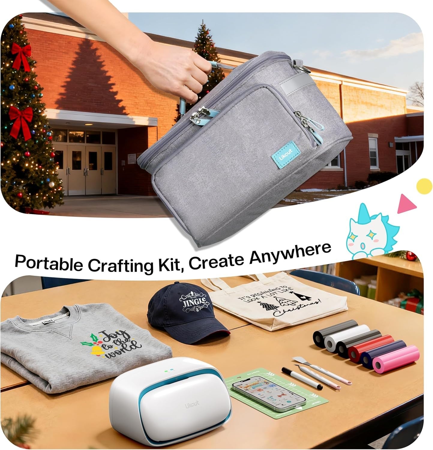 Vinyl Cutting Machine Starter Bundle with Heat Transfer & Carry Case