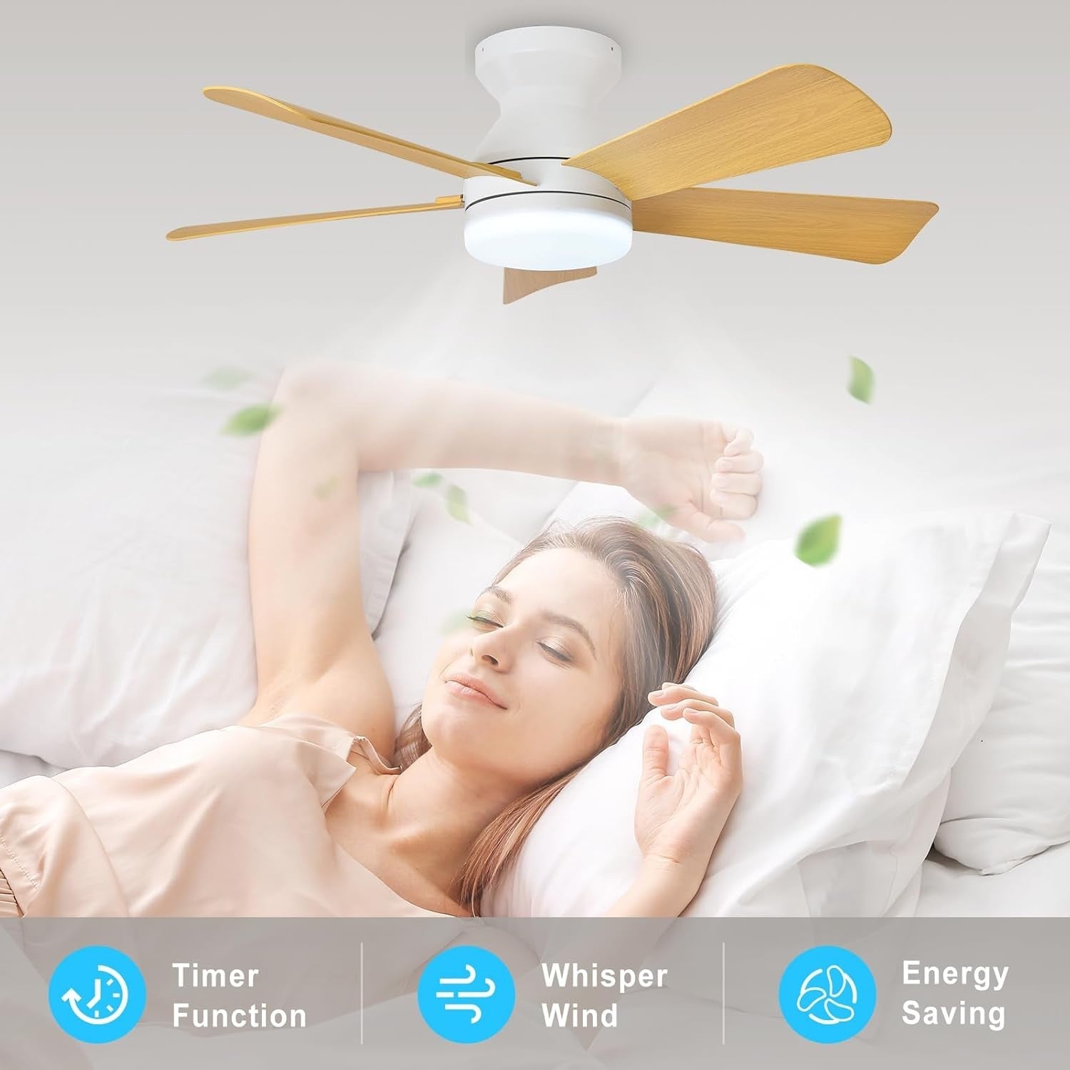 35-Inch Ceiling Fan with Light 5 Blades 6 Speeds Remote Timer