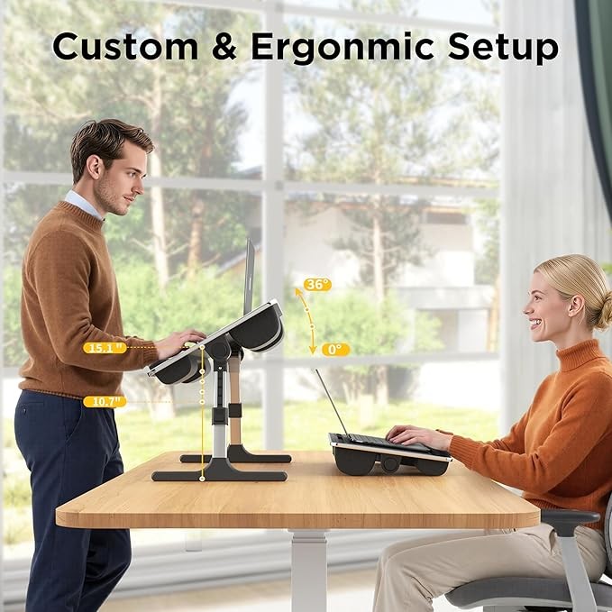 2-in-1 Adjustable Bed Laptop Table Folding Lap Desk Cushioned XXL Tray