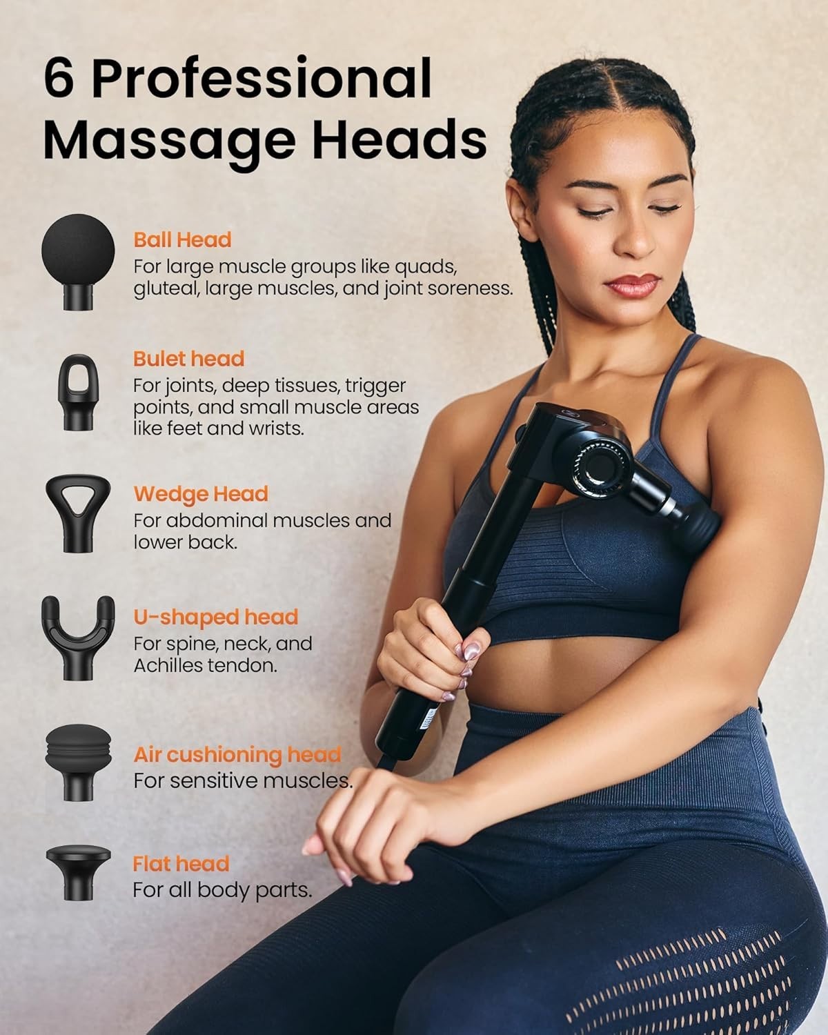 Deep Tissue Massage Gun Long Handle 32 Speeds Foldable Pain Relief Percussion