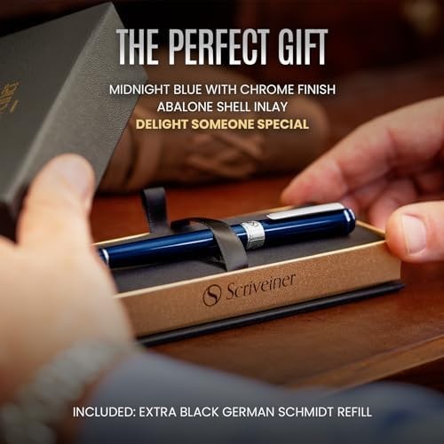 Luxury Rollerball Pen Midnight Blue Chrome Medium Gift