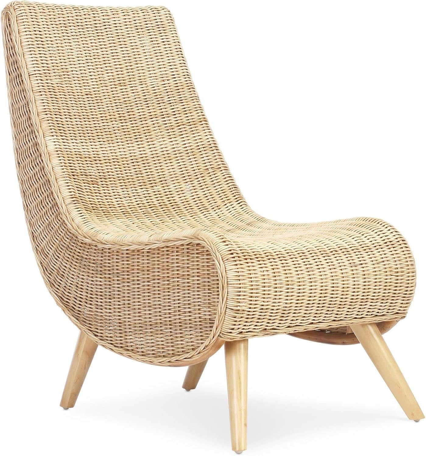 Rattan Wicker Reading Chair Indoor Natural Cane Lounge Armchair