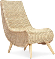 Rattan Wicker Reading Chair Indoor Natural Cane Lounge Armchair