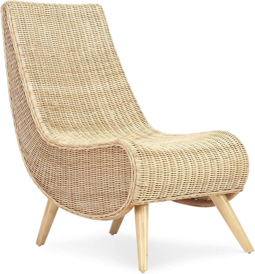 Rattan Wicker Reading Chair Indoor Natural Cane Lounge Armchair
