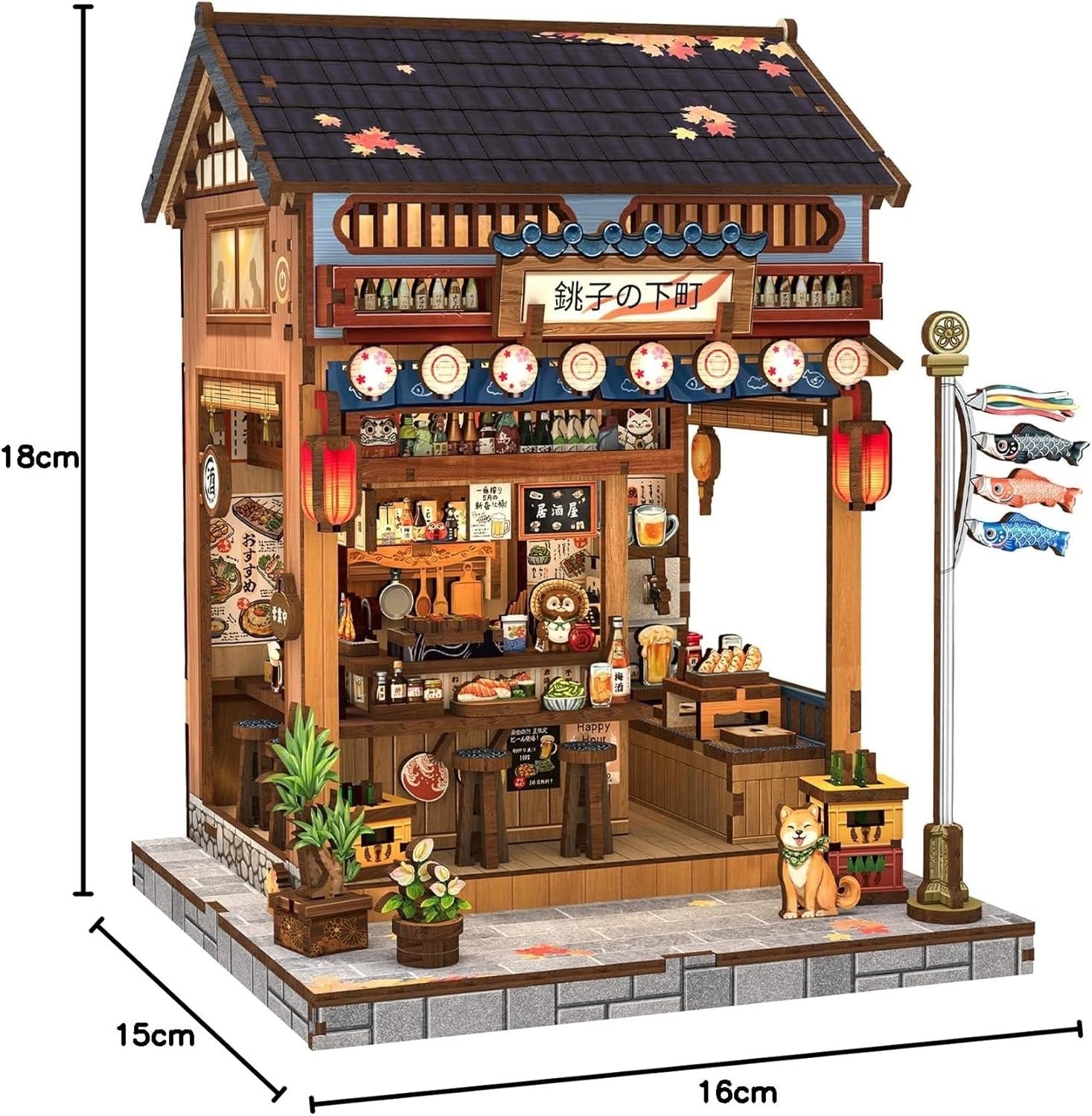 Japanese Izakaya Book Nook Kit 3D Wooden Puzzle LED Bookshelf Decor