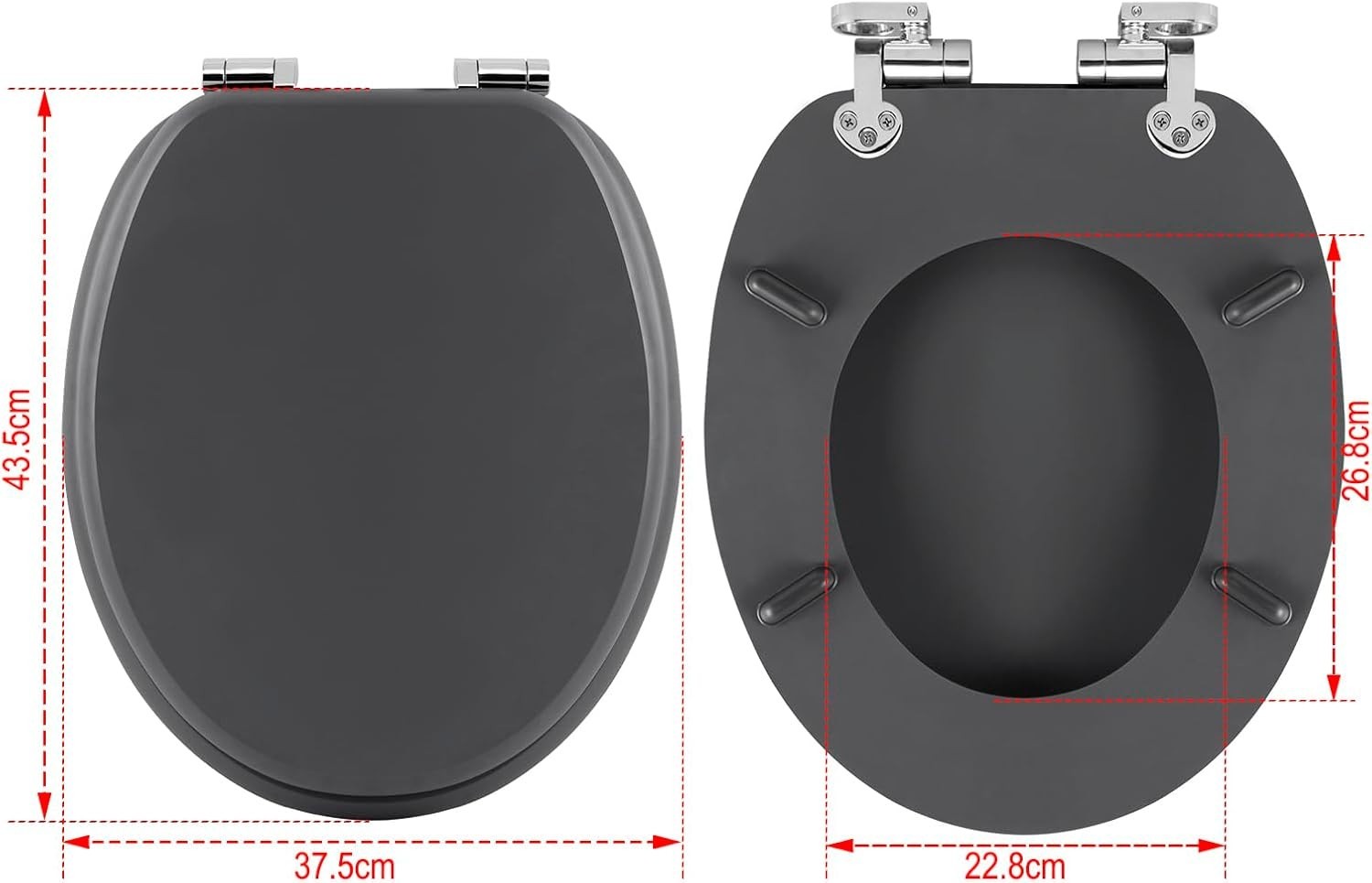Soft Close O-Shape Toilet Seat MDF Anthracite Quick Release Heavy Duty