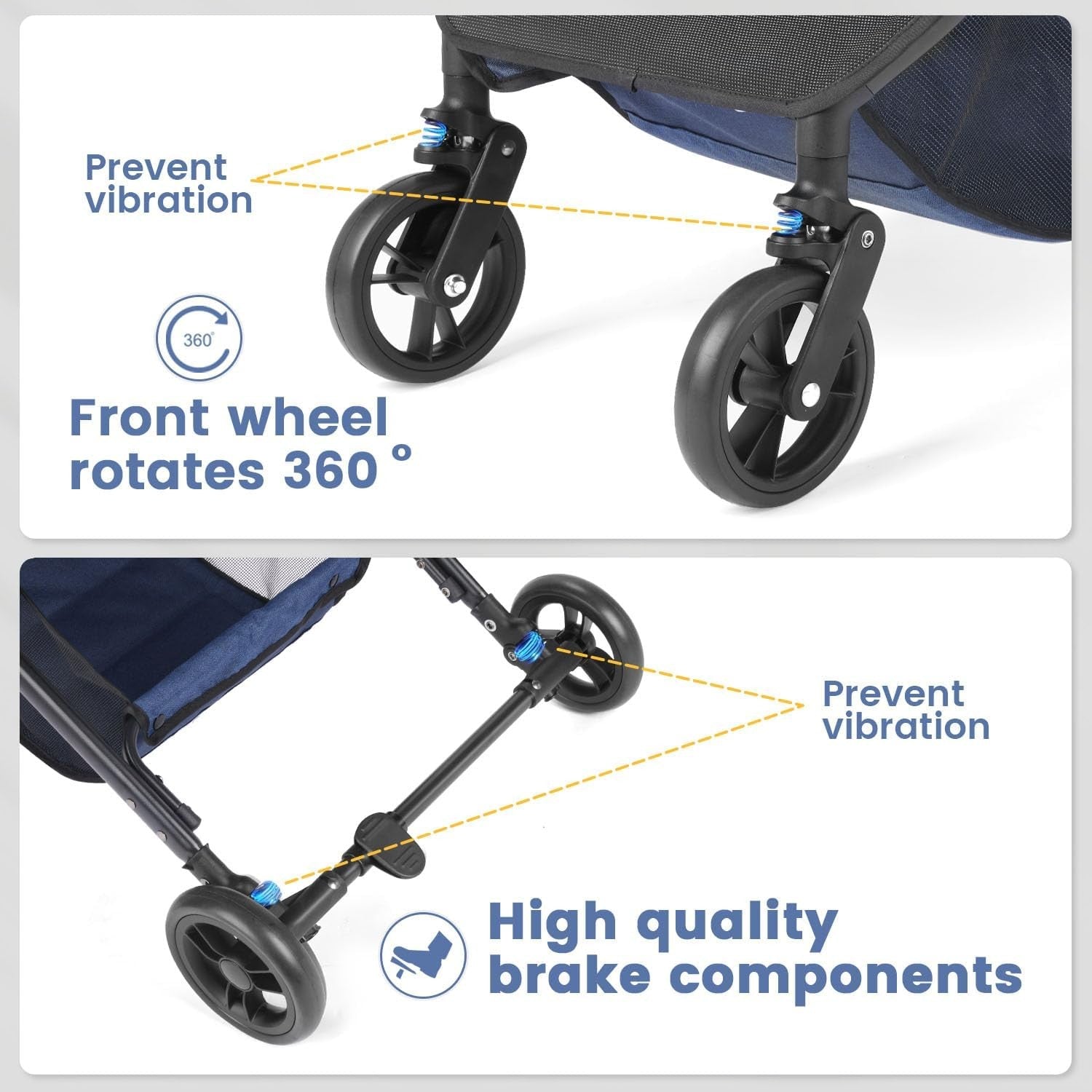 Pet Stroller 4 Wheel Folding Travel Pushchair Small Medium Dogs Navy