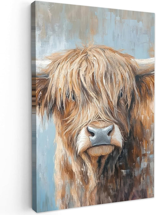 Large Highland Cow Canvas Wall Art Modern Animal Painting 80x120cm Decor