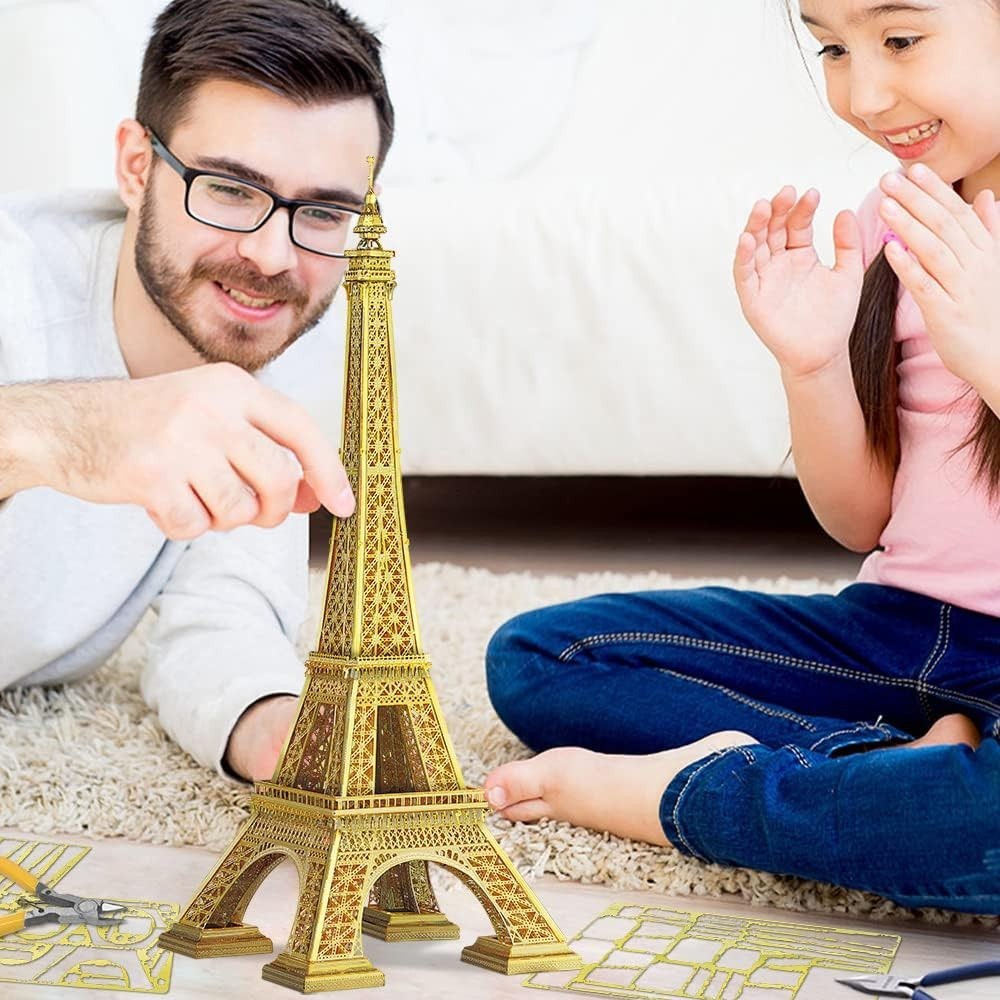 3D Metal Puzzle Eiffel Tower Model Kit, 96 pcs, Stainless Steel, Brain Teaser