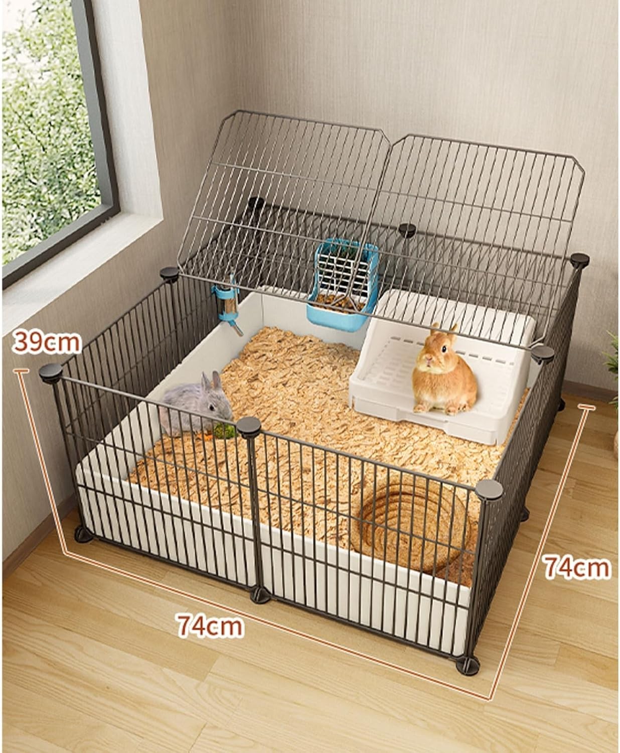 Indoor Rabbit Hutch Metal Wire Cage Secure Small Animal Enclosure Large