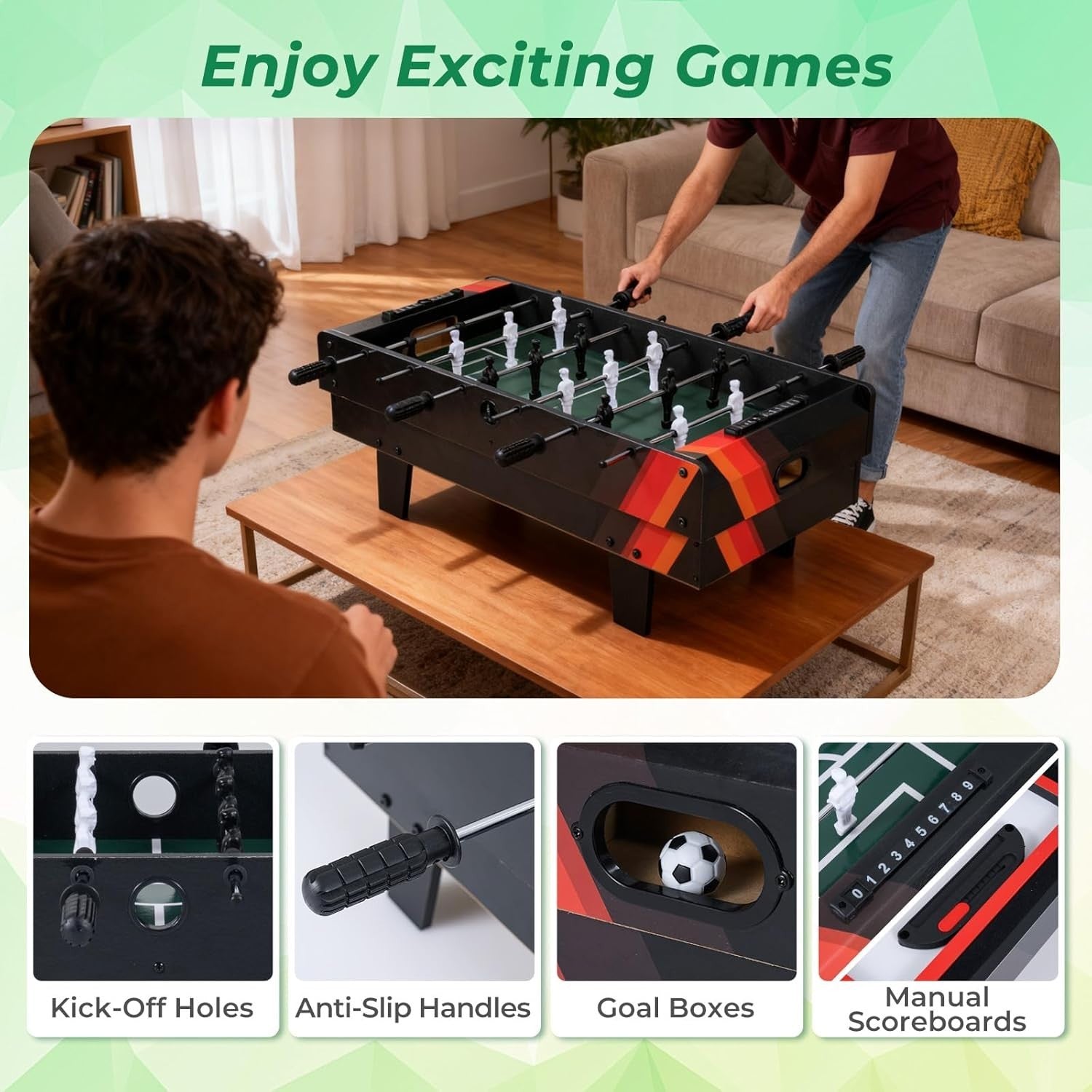 4 in 1 Combo Game Table Foosball Air Hockey Pool Ping Pong Play