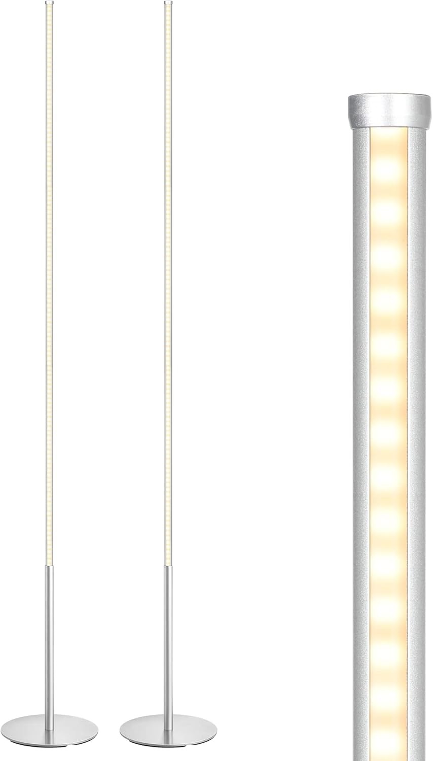 2 Pack LED Floor Lamps Dimmable Corner Standing Lights Minimalist Warm White