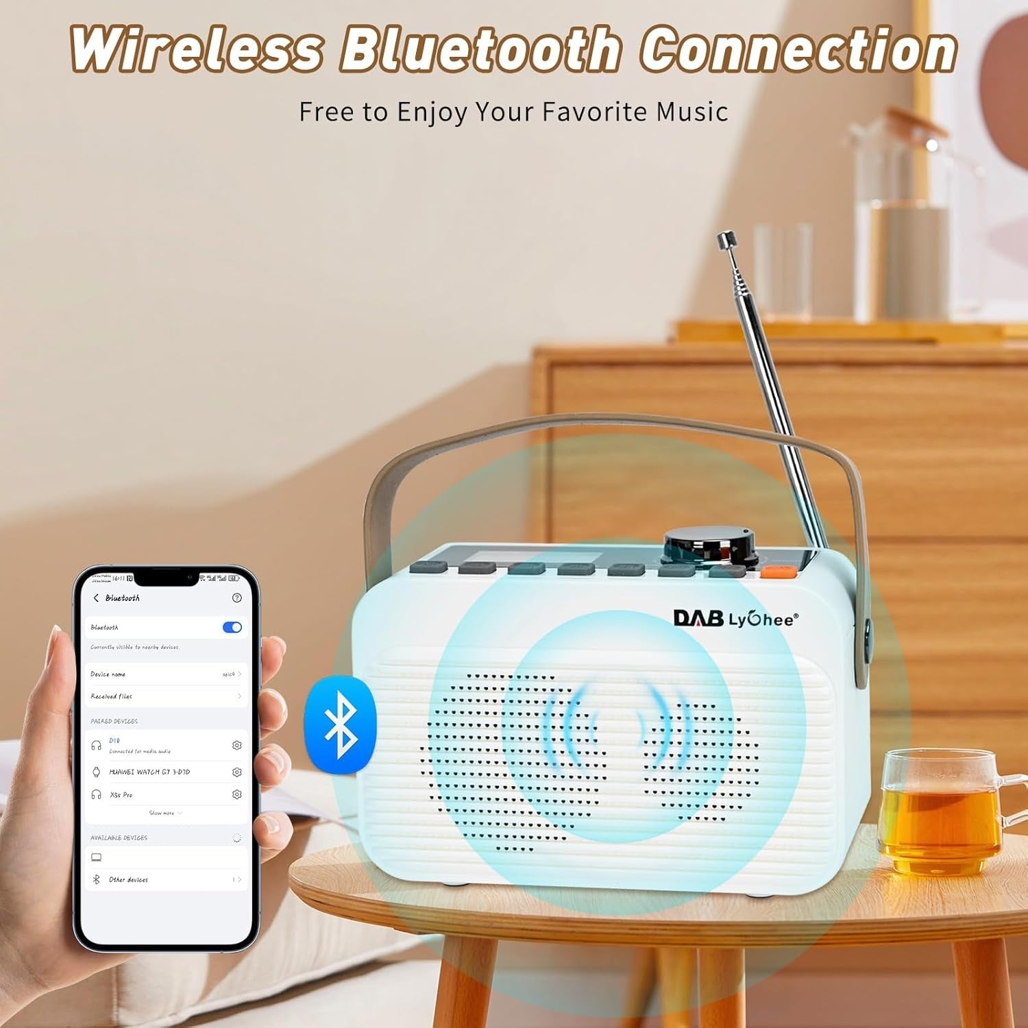 Portable DAB+ FM Digital Radio Bluetooth USB TF Card Rechargeable