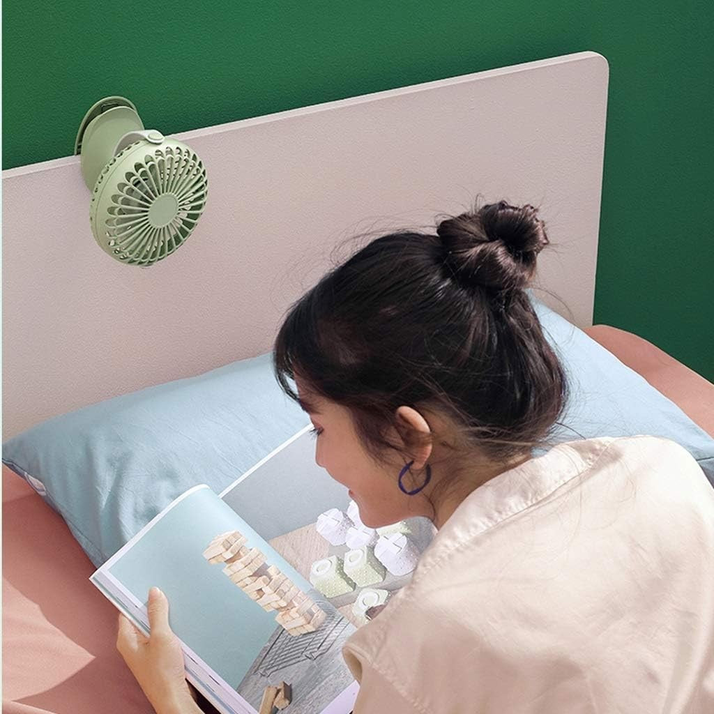 Mini USB Clip Fan 360° Rotating 3-Speed Quiet Table Desk Fan Rechargeable Pink