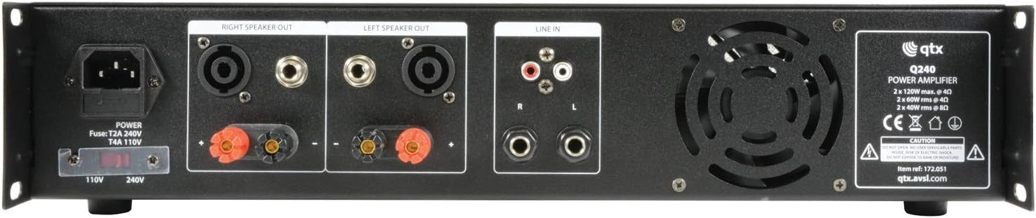Q240 240W Stereo Power Amplifier 2U Rack-Mount Fan-Cooled DJ Stage