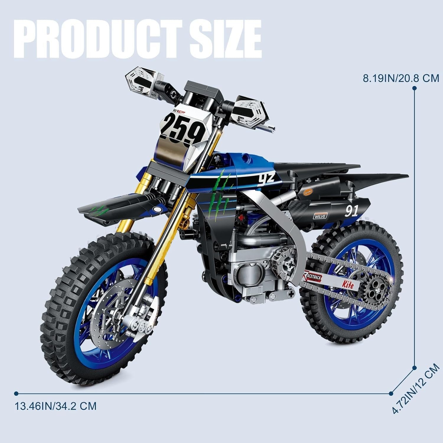 506 PCS Off-Road Dirt Bike Building Kit - Realistic 1:8 Scale Model Toy
