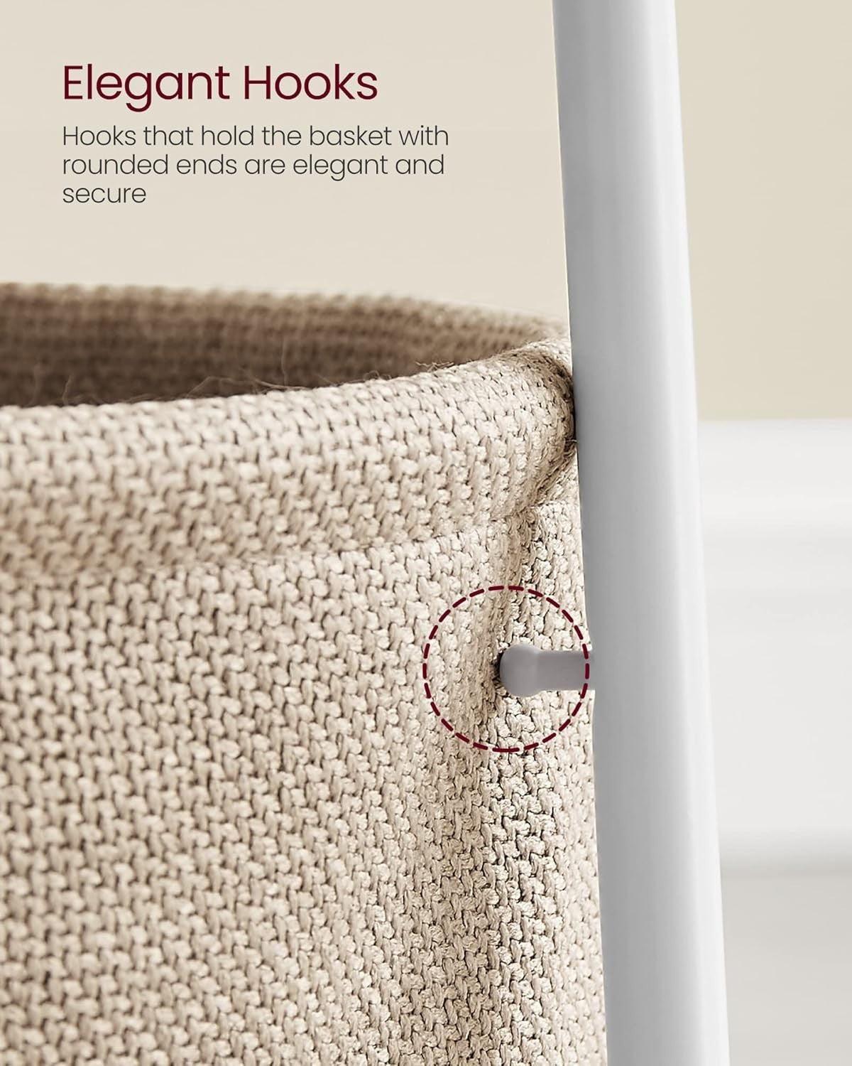 Round Side Table with Fabric Basket, Storage & Sturdy Steel Legs 45x45x50cm