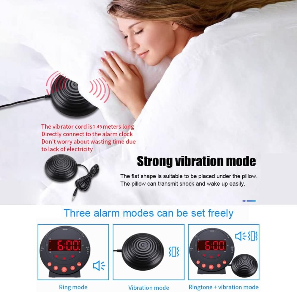 Vibrating Alarm Clock Bed Shaker Flash Light Dual Alarm Heavy Sleepers