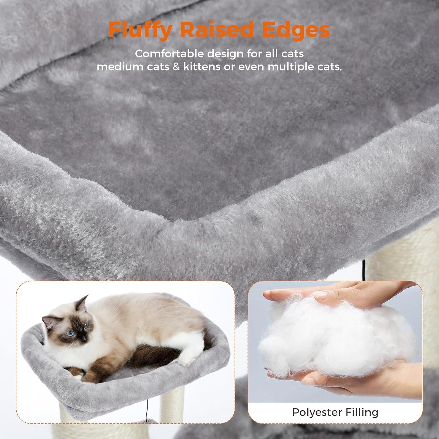 Small Cat Tree Tower with Condo Top Perch Sisal Scratching Post Grey