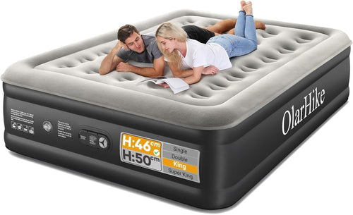 Luxury King Air Mattress Built-In Pump 46cm High Flocked Guest Bed