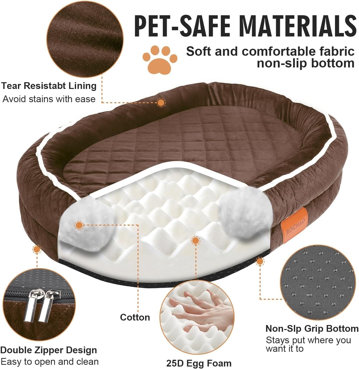 Large Orthopedic Dog Sofa Bed 90x70cm Washable