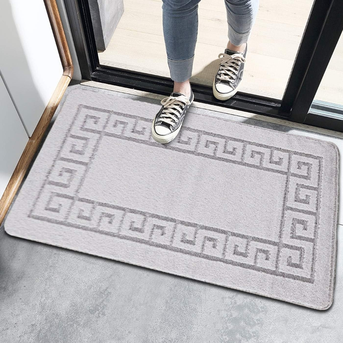 Silver Entrance Door Mat 40x60cm Waterproof Gel Back Heavy Duty Floor Rug