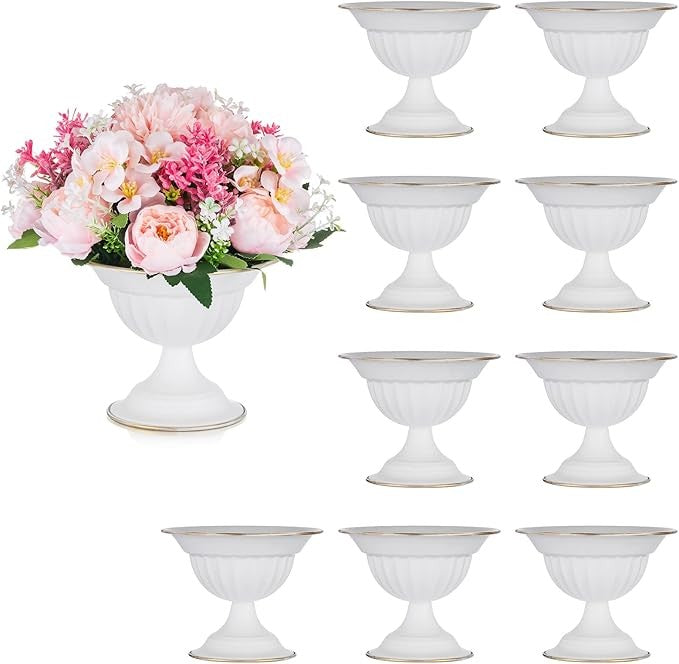 White Metal Wedding Vase Set 10pcs Table Centrepiece Floral Urn Décor
