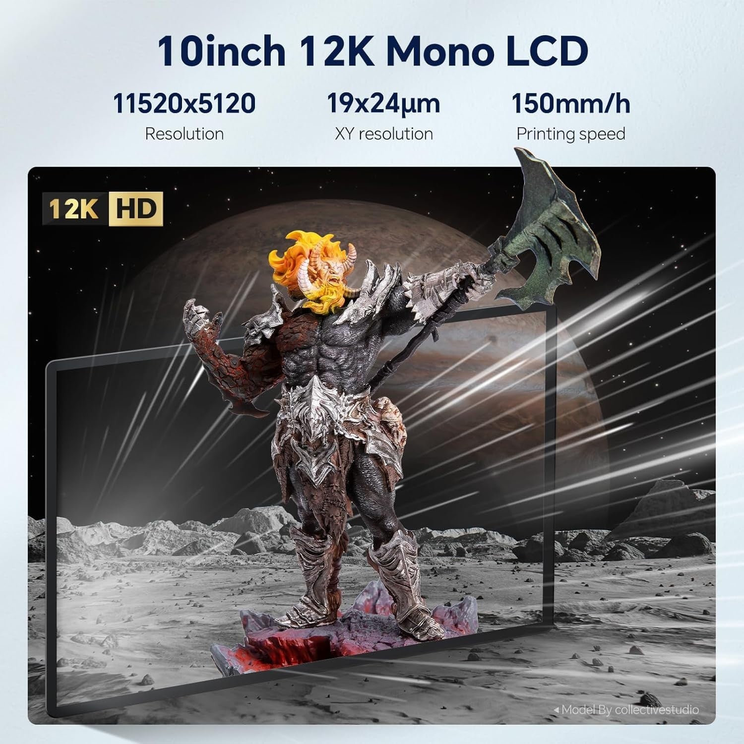 12K Resin 3D Printer 10'' Mono LCD WiFi MSLA Large Build Touch Screen