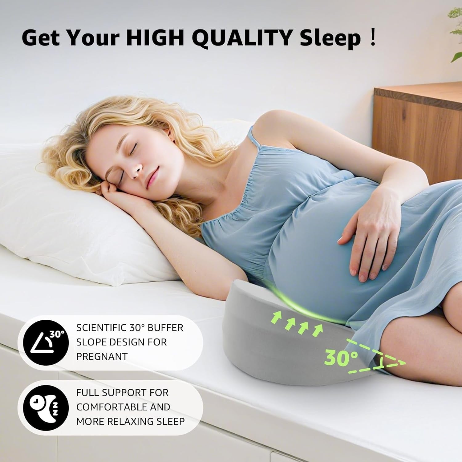 Pregnancy Pillow Memory Foam Maternity Wedge Belly Back Hip Support