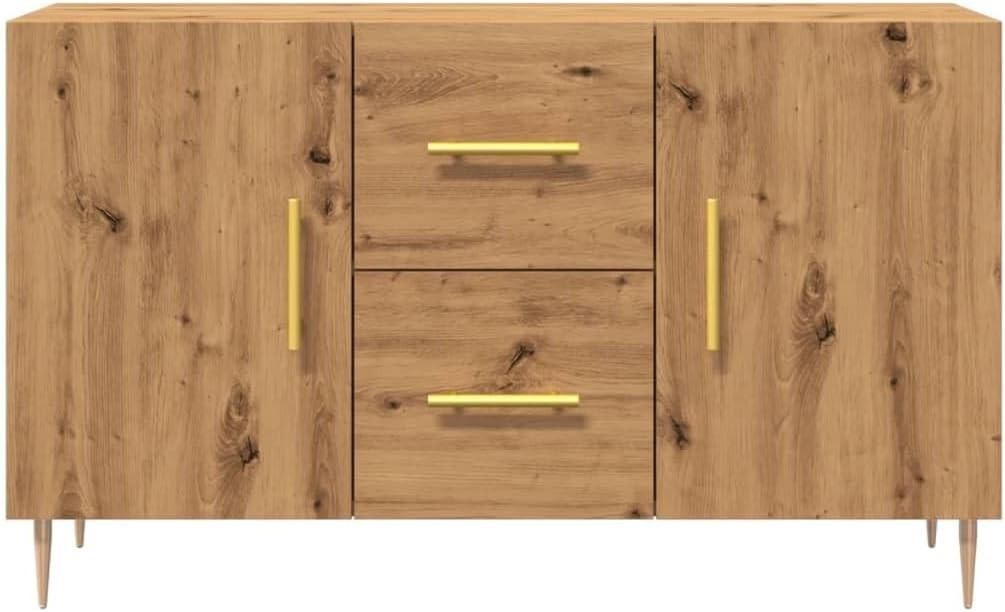 Modern Oak Sideboard Cabinet with Drawers Storage Unit Metal Legs