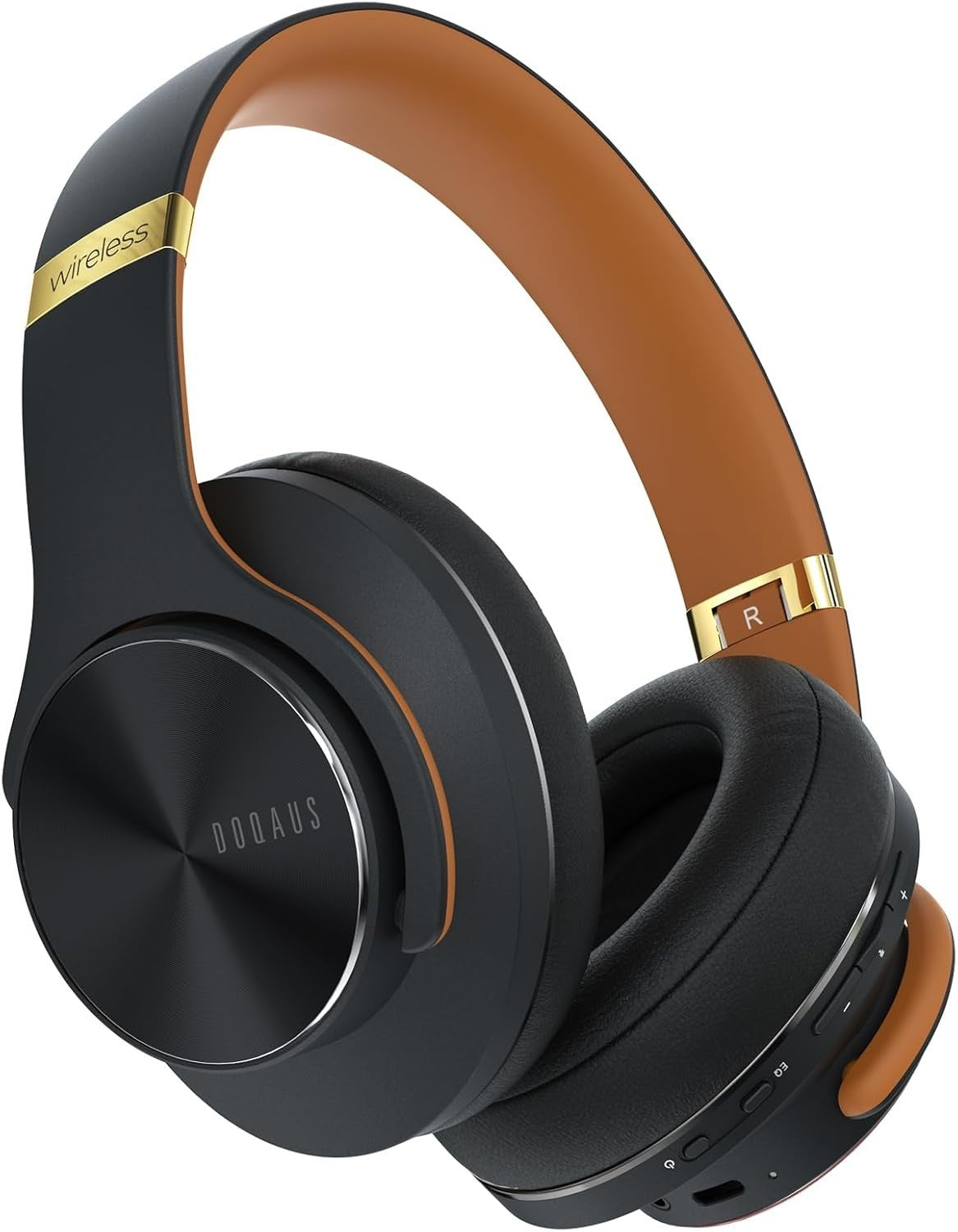 Black-Brown Bluetooth 5.3 Headphones 90H 3EQ Over Ear Foldable Mic
