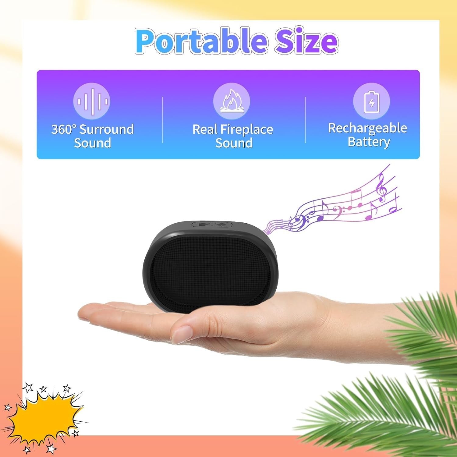 Fireplace Crackling Sound Machine, Realistic Electric Fire Sound Box, Rechargeab