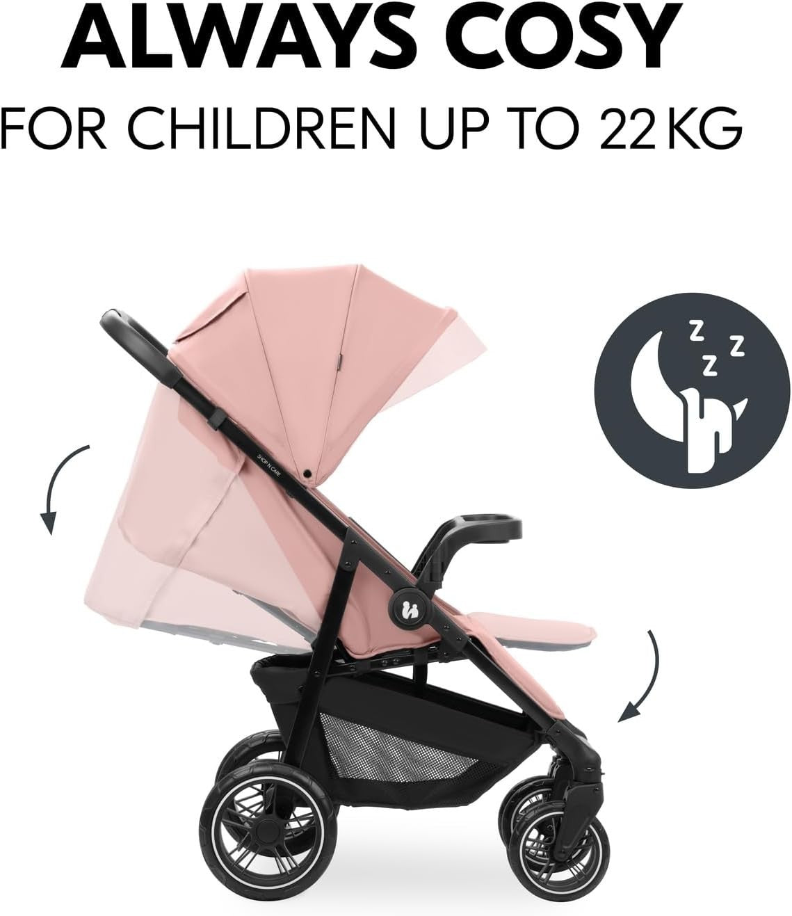 Lightweight Pushchair Foldable Pram Reclining Seat Snack Tray Cup Holder Pink