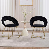 Black Velvet Tub Chairs Set of 2 – Modern Accent Chairs with Gold Metal Legs