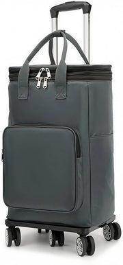Insulated Folding Shopping Trolley Bag Wheels Telescopic Handle Grey