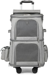 Pet Travel Stroller Carrier with Wheels Foldable Double Layer Soft Sided