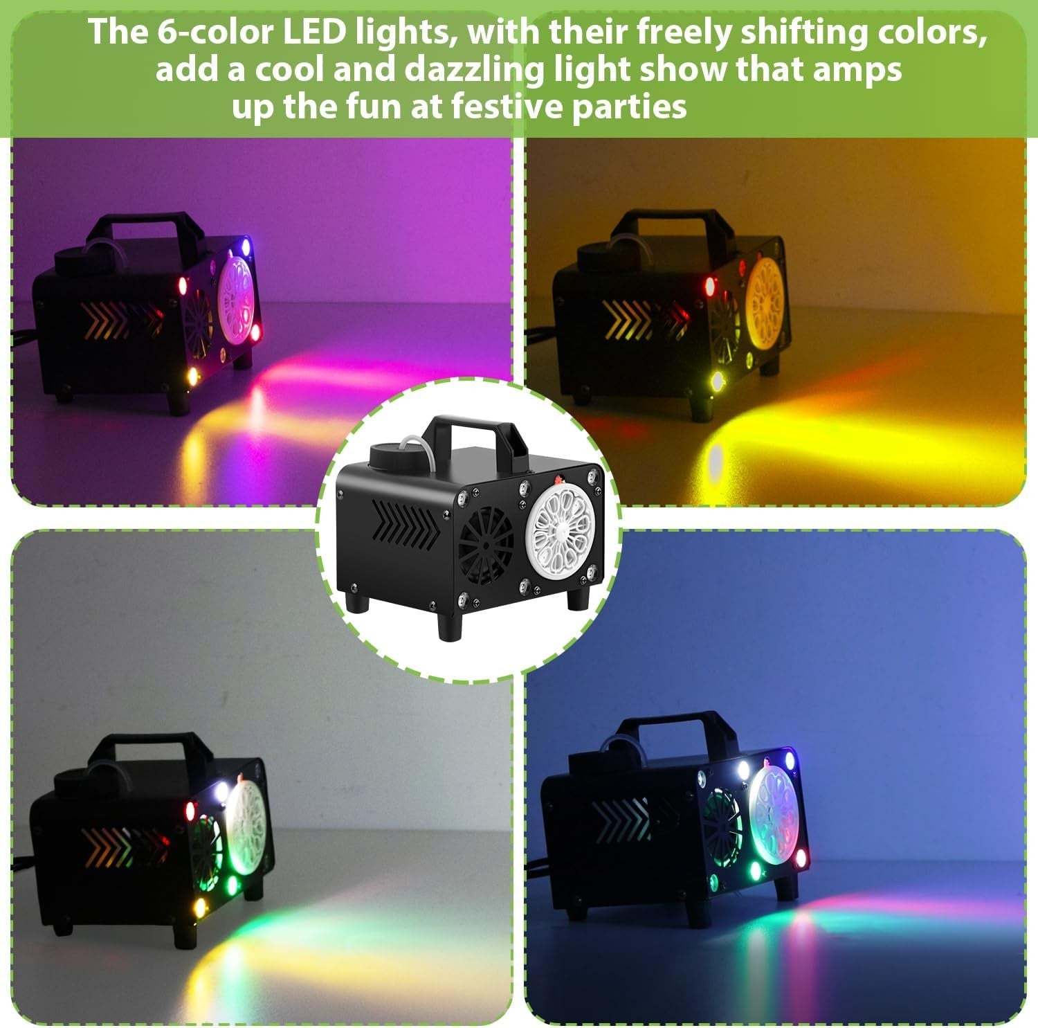 Bluetooth Speaker Bubble Machine LED Lights Remote Party Maker