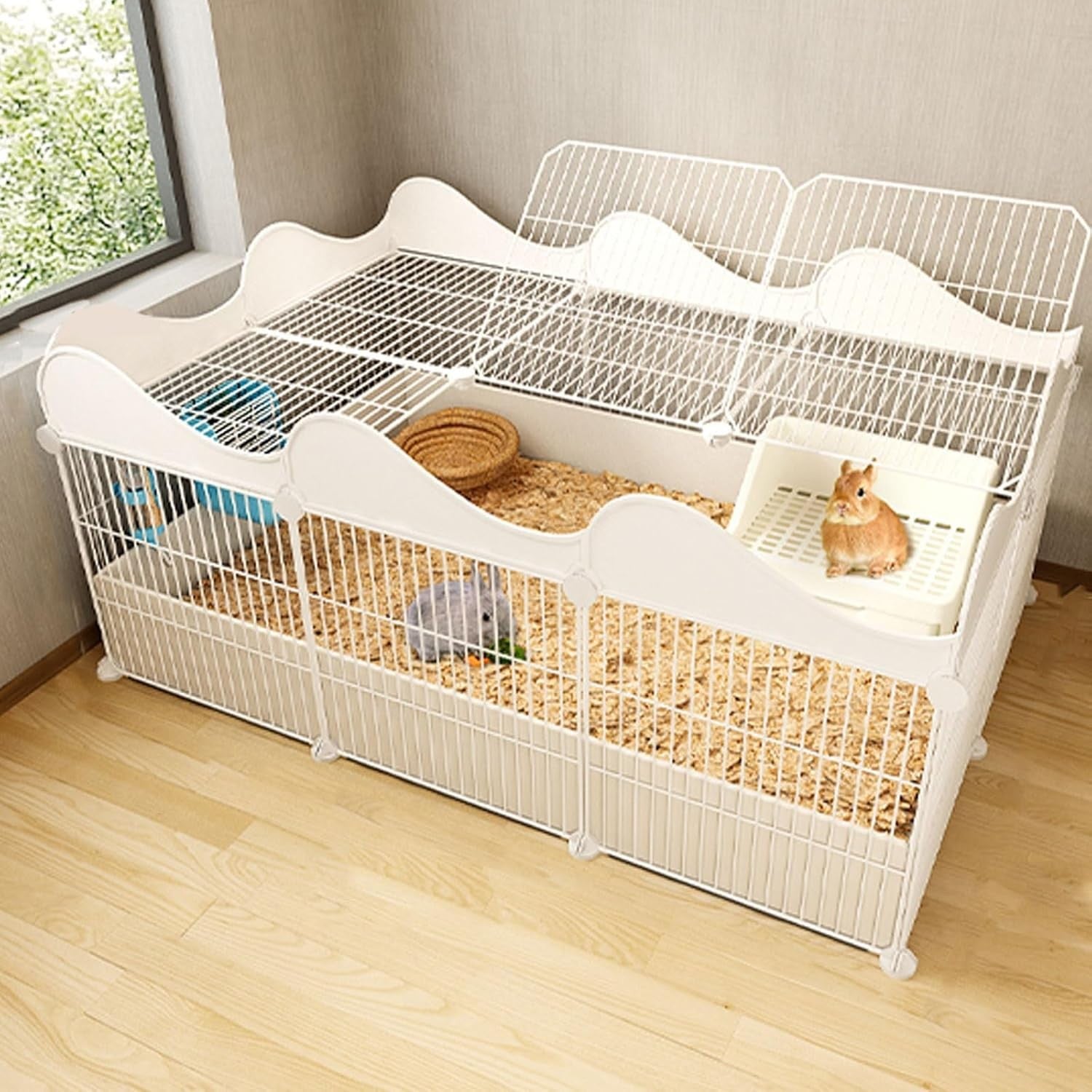 Large Indoor Rabbit Hutch Metal Wire Cage Secure Small  Enclosure