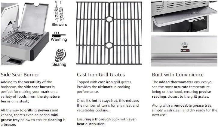 8 Burner Stainless Steel Gas BBQ Grill with Side Burner & Cover Outdoor