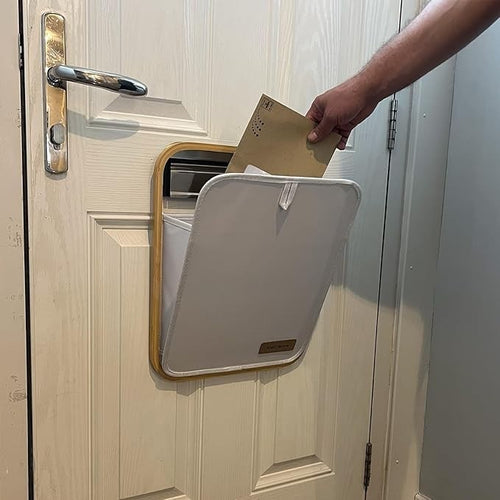 No-Drill Letterbox Mail Catcher White | Draught Stopper | Parcel Holder | 35x50