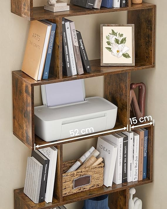 5-Tier Modern Cube Bookcase Room Divider Rustic Brown Freestanding Shelf
