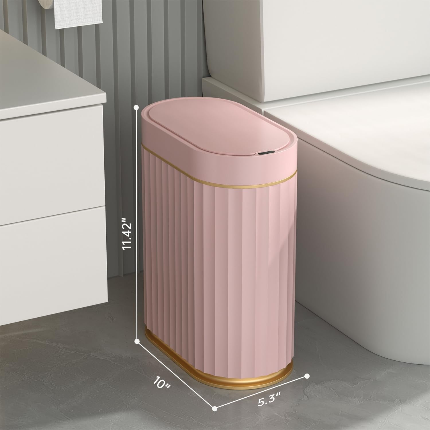 2 Gallon Touchless Bathroom Bin Motion Sensor Slim Pink