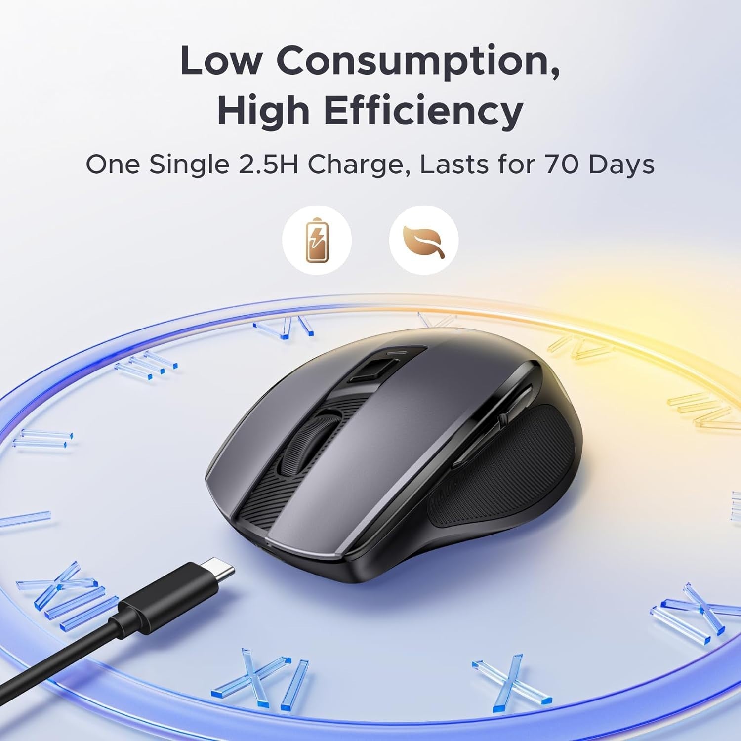 Wireless Bluetooth Mouse Rechargeable Silent 6 Buttons 5 DPI Levels